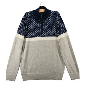 Jeremy Argyle Men's 1/4 Zip Pullover Knit Sweater Multi XL Colorblock Wool Blend